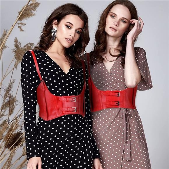 Leather Corset Belt with Straps Faux Leather Corset Women Corset Waist Belt main image 7